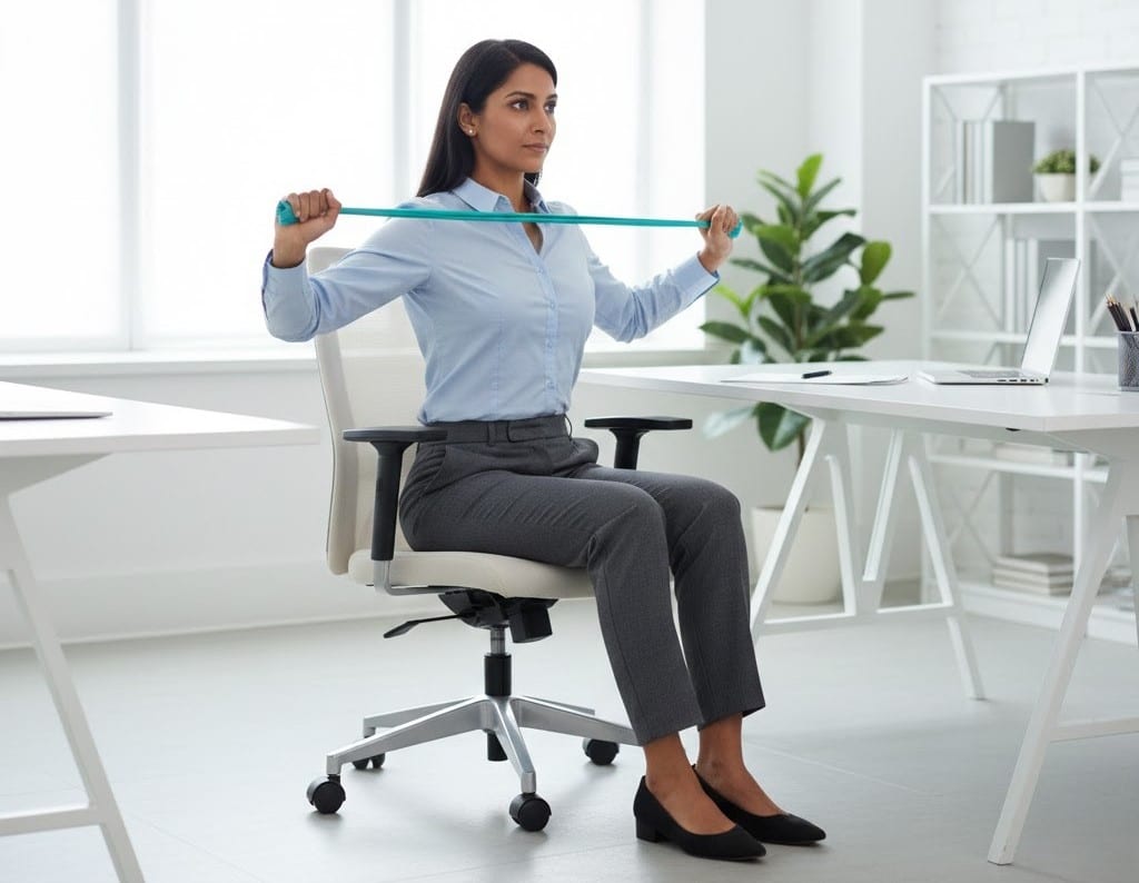 Woman exercising with resistance band