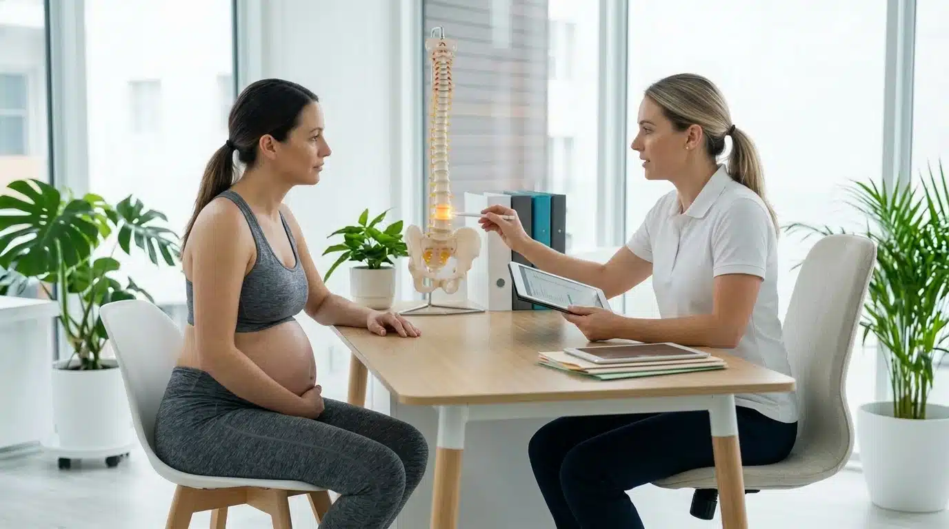 Postpartum rehab Markham consultation with physiotherapist