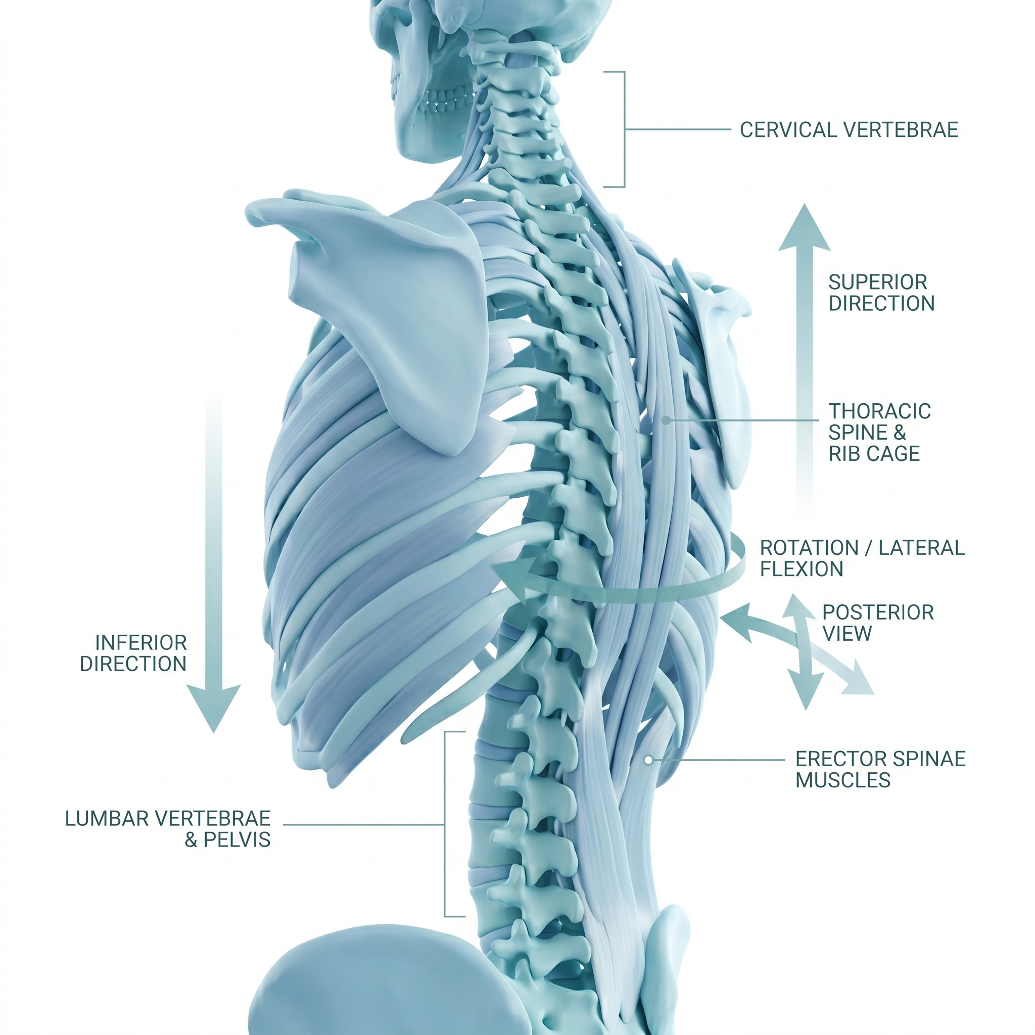 A clean, educational anatomical illustration of the human spine demonstrating healthy alignment and disc space.